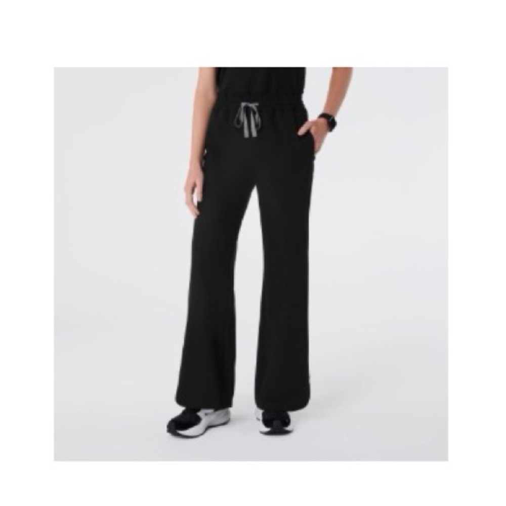 Figs Black Wide-Leg Scrub Pants with Drawstring Marseille